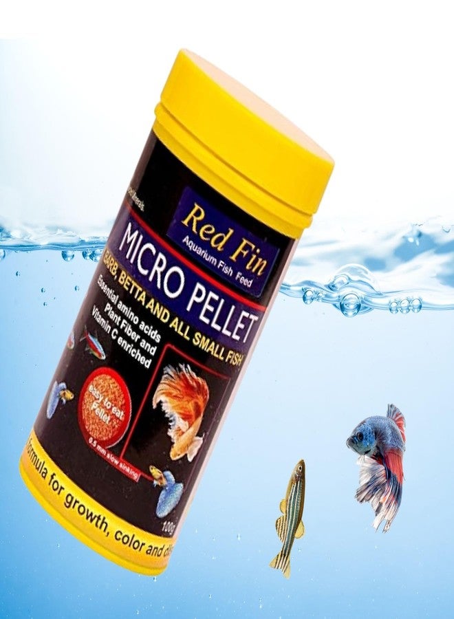 VAYINATO® Red Fin Aquarium Micro Pellets 100g for Betta Fish, Barb and All Small Fish | 0.5mm Slow Sinking | Enhances Natural Color & Immunity by Petzlifeworld - Image 1